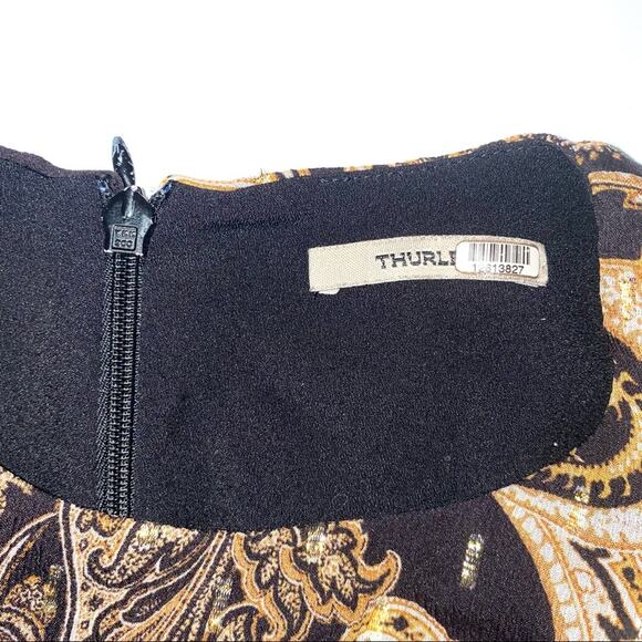 Thurley Faithful Corset Silk Blend Long Sleeve Paisley Print Dress SMALL - Picture 5 of 11